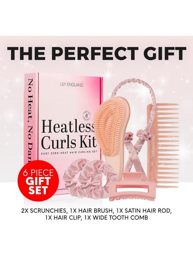Lily England - Lily England Heatless Hair Curler, 6-Piece No Heat Curls Overnight Set Includes A Detangler Brush, Scrunchies, Claw Clip & Comb for Styling - Satin Curling Headband to Sleep In for Pretty Curls - Image 1