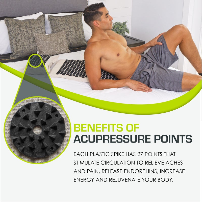 ProSourceFit مجموعة حصيرة ووسادة بروسورس فيت كاي للعلاج بالضغط مع كتان طبيعي 100% لتخفيف آلام الظهر/الرقبة واسترخاء العضلات، أونيكس جولد - Image 3