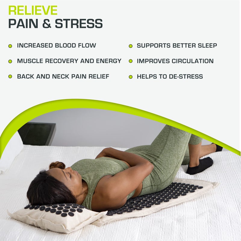 ProSourceFit مجموعة حصيرة ووسادة بروسورس فيت كاي للعلاج بالضغط مع كتان طبيعي 100% لتخفيف آلام الظهر/الرقبة واسترخاء العضلات، أونيكس جولد - Image 4