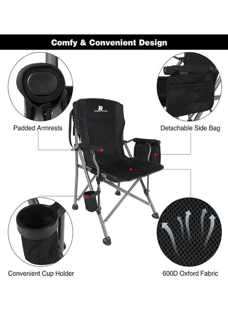 Rock Pow Outdoor Portable Camping Chair Lightweight Folding Camping Chair Heavy Duty Support 145KG High Back Padded Lawn Chair with Arm Rest Cup Holder and Portable Carrying Bag  - Image 4