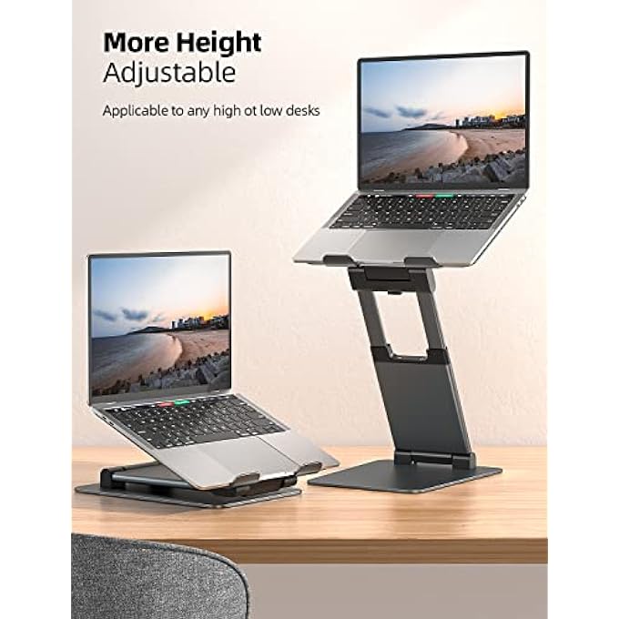 NULAXY LAPTOP STAND FOR DESK, ADJUSTABLE LAPTOP RISER ERGONOMIC LAPTOP HOLDER ADJUSTABLE HEIGHT FROM 1.2" TO 20", SUPPORTS UP TO 22LBS, COMPATIBLE WITH MACBOOK, ALL LAPTOPS TABLETS 10-17"(SPACE GREY) - Image 3
