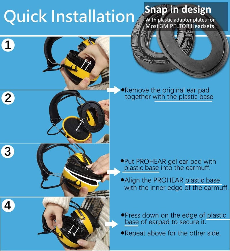 PROHEAR GEP01 Gel Ear Pads (Upgraded) for 3M PELTOR Headsets - Image 5