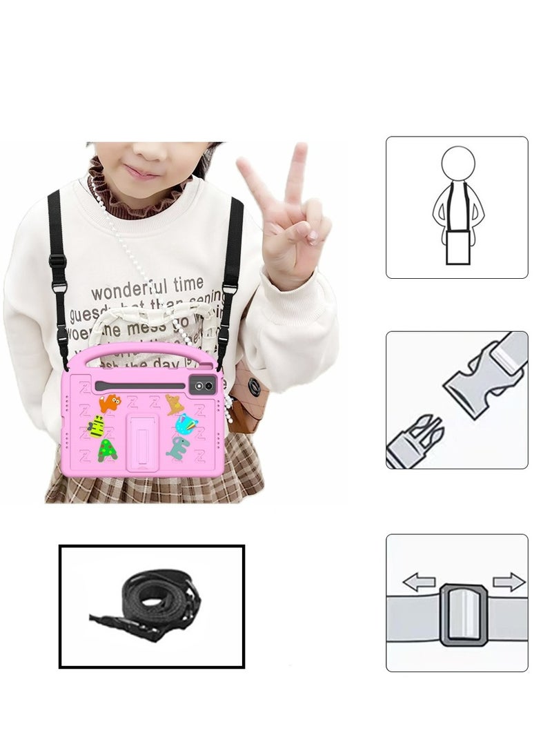 جراب حماية للأطفال لجهاز Lenovo Tab P12 مقاس 12.7 بوصة 2023 TB-370FU TB-371FC، Lenovo Xiaoxin Pad Pro مقاس 12.7 بوصة TB-373FU TB-375FC، Lenovo Xiaoxin Pad Plus مقاس 12.7 بوصة 2025، غطاء مقاوم للصدمات مع حامل حزام الكتف - Image 4