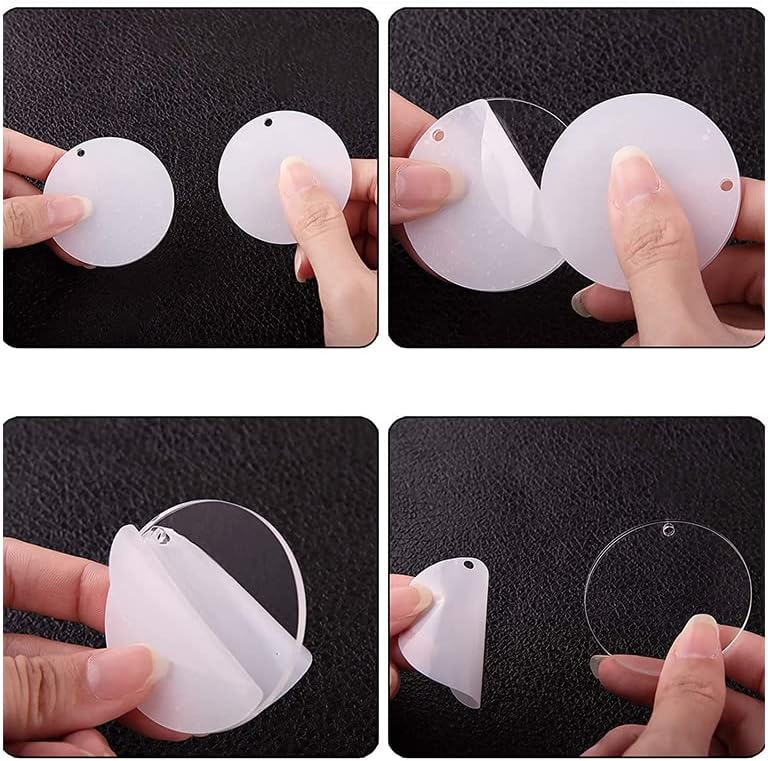 Zerodis DIY Accessories Kit Acrylic Keychain Craft Supplies with Coloured Tassels Round Blanks Key Hooks Polished Edges Design for Christmas Birthday Gift 6.7x4.7x1.8in 200 Pcs Keychain (Silver) - Image 2