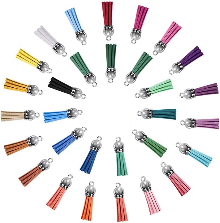 Zerodis DIY Accessories Kit Acrylic Keychain Craft Supplies with Coloured Tassels Round Blanks Key Hooks Polished Edges Design for Christmas Birthday Gift 6.7x4.7x1.8in 200 Pcs Keychain (Silver) - Image 1