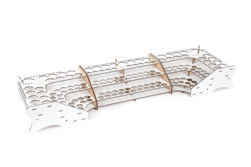 Vallejo - Front Paint Storage Rack for Scale Models and Miniatures | Capacity for 52 Bottles of 18 ml. (0.6 fl.oz.), 8 Bottles of 35 ml. (1.18 fl.oz.) or 60 ml. (2.02 fl.oz.) and 22 Brushes - Image 5