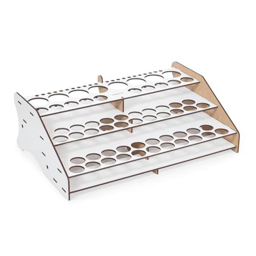 Vallejo - Front Paint Storage Rack for Scale Models and Miniatures | Capacity for 52 Bottles of 18 ml. (0.6 fl.oz.), 8 Bottles of 35 ml. (1.18 fl.oz.) or 60 ml. (2.02 fl.oz.) and 22 Brushes - Image 2