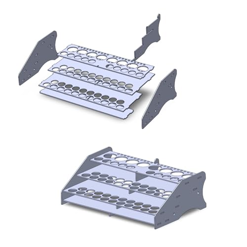 Vallejo - Front Paint Storage Rack for Scale Models and Miniatures | Capacity for 52 Bottles of 18 ml. (0.6 fl.oz.), 8 Bottles of 35 ml. (1.18 fl.oz.) or 60 ml. (2.02 fl.oz.) and 22 Brushes - Image 3