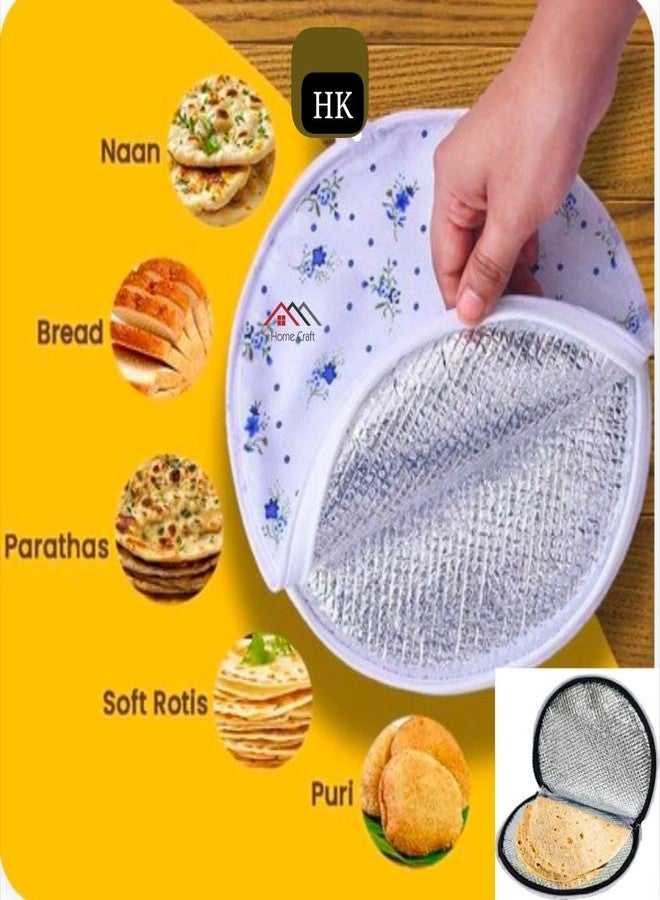 PentaDeco Insulated Roti Cover with Zip | Pack of 1 Chapati Cloth Bag for Hot & Fresh Roti | Round Fabric Cover for Keeping Rotis Soft | Washable & Reusable Roti Rumal for Paratha, Puri & Naan - Image 4