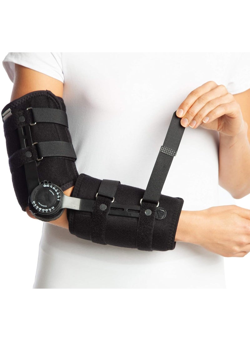 ROM Hinged Elbow Brace - Adjustable Full-Length Post-Op Elbow Support for Recovery and Daily Stability - Image 3