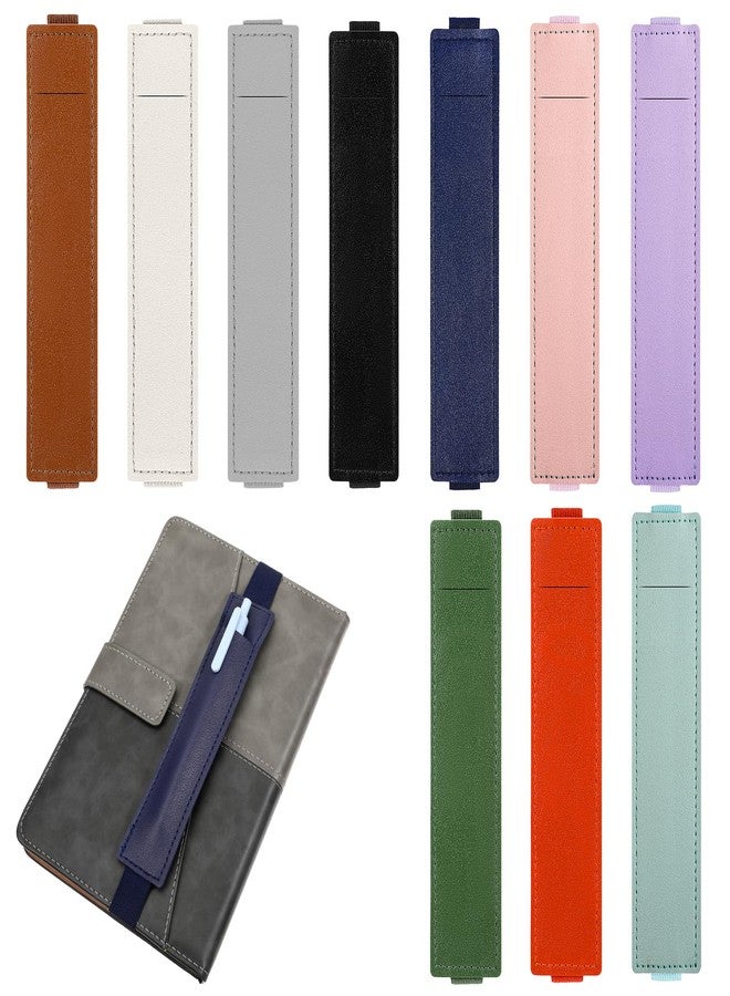 Aeaocvo 10 Pcs Pen Holder for Notebook, PU Leather Adjustable Book Strap, Notebook Pen Holder for Planners Binders and Books - Image 1