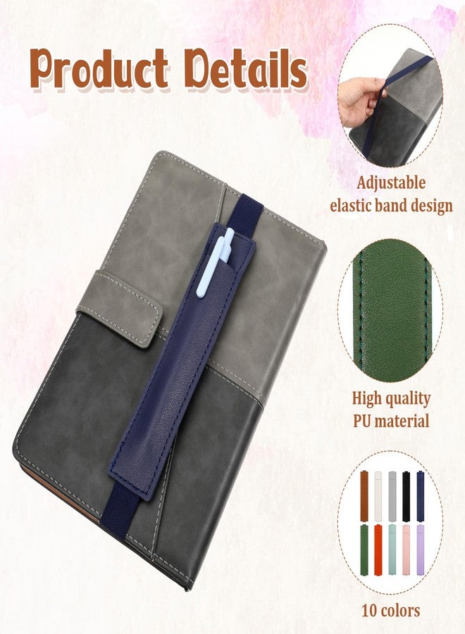 Aeaocvo 10 Pcs Pen Holder for Notebook, PU Leather Adjustable Book Strap, Notebook Pen Holder for Planners Binders and Books - Image 3