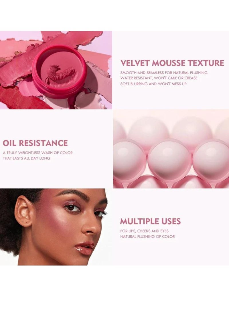 Blush Matte Face Blusher Long wearing Makeup Balm Waterproof Facial Nourishing Blush Cream Blush for Contours Cheeks Infused with Castor Oil and Vitamin E Ultra Pigmented Blush for Natural Glow 03