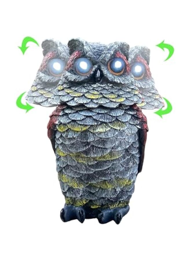 LAMAY Owls to Keep Birds Away, Solar Owl Decoys to Scare Birds Away, Small Fake Owl for Bird Control, Resin Owls Outdoor Decor - Image 1