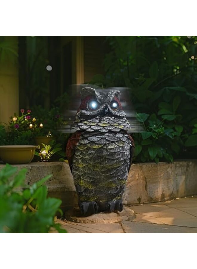 LAMAY Owls to Keep Birds Away, Solar Owl Decoys to Scare Birds Away, Small Fake Owl for Bird Control, Resin Owls Outdoor Decor - Image 5