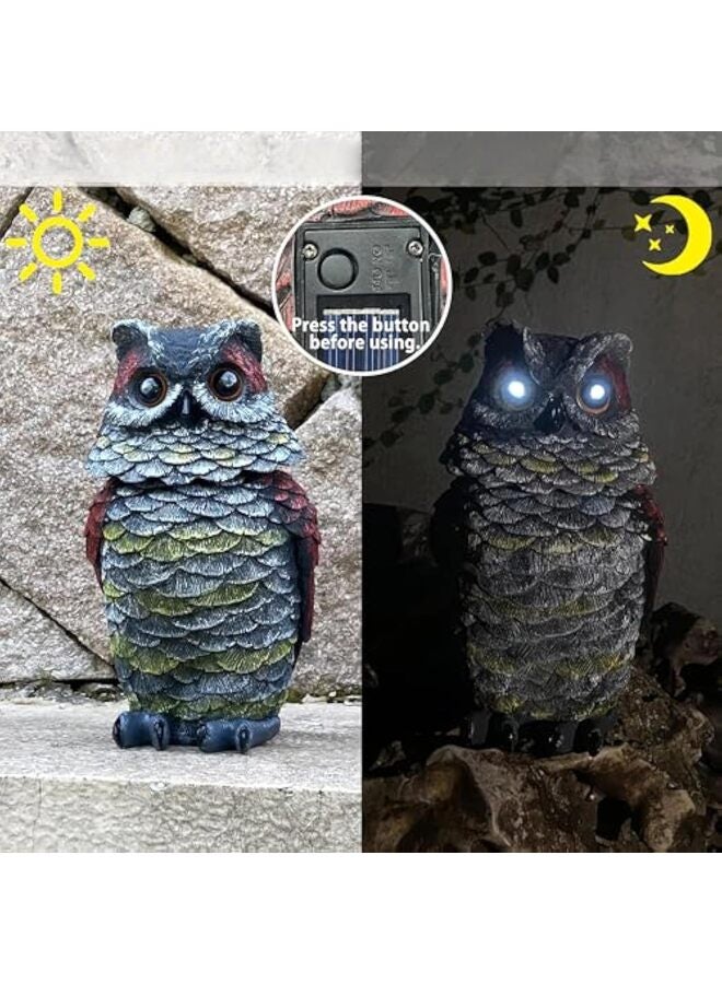LAMAY Owls to Keep Birds Away, Solar Owl Decoys to Scare Birds Away, Small Fake Owl for Bird Control, Resin Owls Outdoor Decor - Image 2