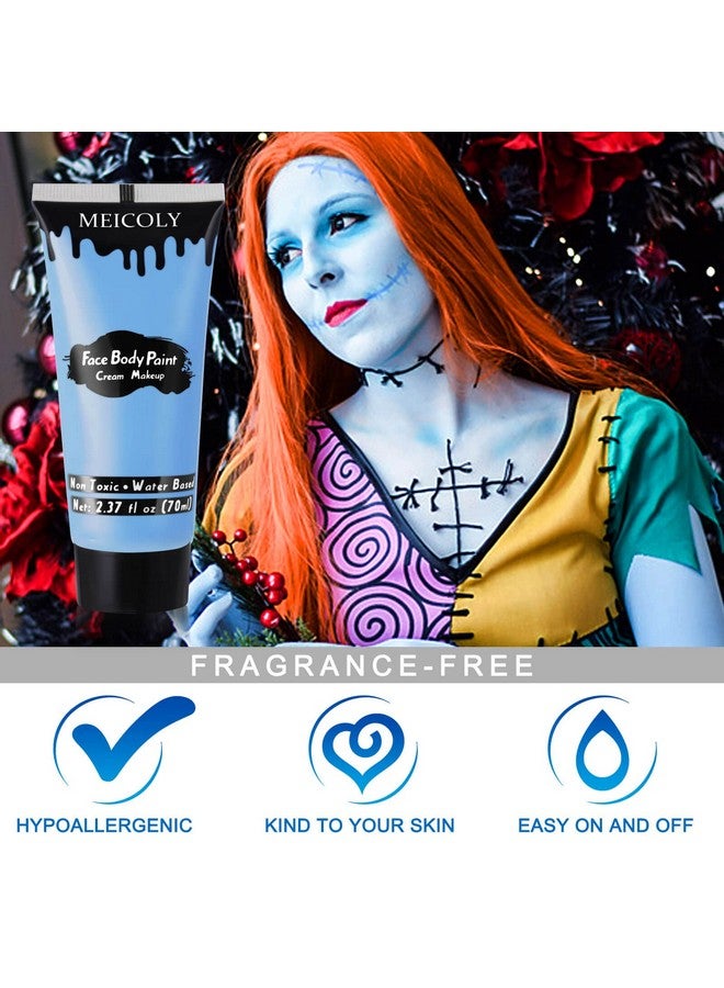 MEICOLY Light Blue Face Body Paint,2.37Oz Large Tube Washable Sky Blue Body Paint for Adult and Kids,Pale Blue Face Paint Sadness for Halloween Corpse Bride Avatar Smurf Sally Christmas Cosplay Makeup - Image 2