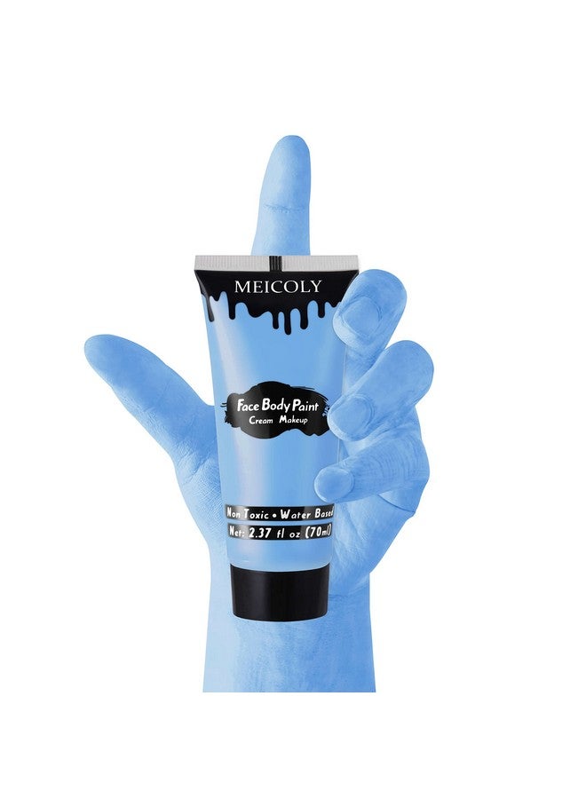 MEICOLY Light Blue Face Body Paint,2.37Oz Large Tube Washable Sky Blue Body Paint for Adult and Kids,Pale Blue Face Paint Sadness for Halloween Corpse Bride Avatar Smurf Sally Christmas Cosplay Makeup - Image 3