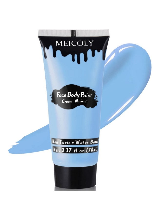 MEICOLY Light Blue Face Body Paint,2.37Oz Large Tube Washable Sky Blue Body Paint for Adult and Kids,Pale Blue Face Paint Sadness for Halloween Corpse Bride Avatar Smurf Sally Christmas Cosplay Makeup - Image 1
