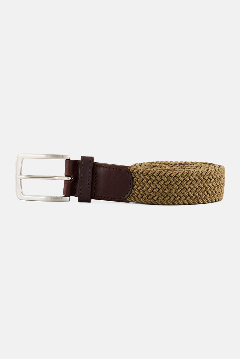 DOCKERS Men Braided Stretch Elastic Belt, Brown - Image 1