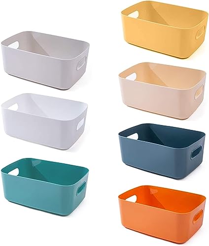 OWill 7 PCS 4.2 L Plastic Storage B-ins and Baskets for Efficient Home Classroom Organization Small Containers in Multicolour for Kitchen, Cupboard box, and Bathroom Organizer on Shelves and Tubs - Image 1