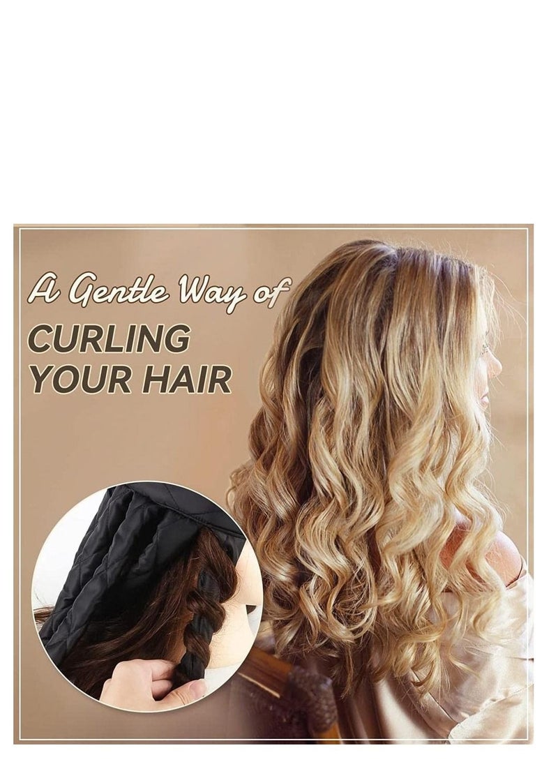 Heatless Hair Curler for Long Hair Soft Satin No Heat Octopus with Adjustable Headband for Women Curls Wave to Sleep-Black - Image 4