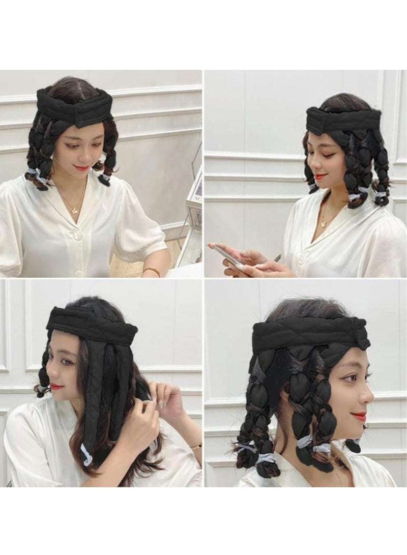 Heatless Hair Curler for Long Hair Soft Satin No Heat Octopus with Adjustable Headband for Women Curls Wave to Sleep-Black - Image 5
