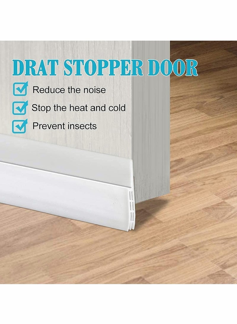 2 Pack White Door Draft Stopper, 39" L Under Door Blocker, Soundproof Weather Stripping, 2" W for Energy Efficiency & Noise Reduction - Image 2