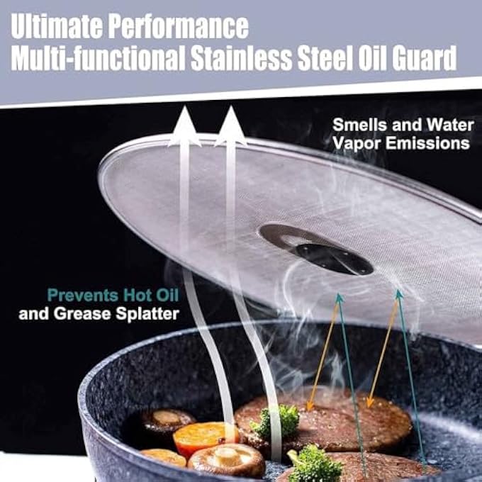 WUZIA 2Pcs Stainless Steel Splatter Screens Kitchen Oil Proof Lid Frying Pan Covers Strainers - Image 5