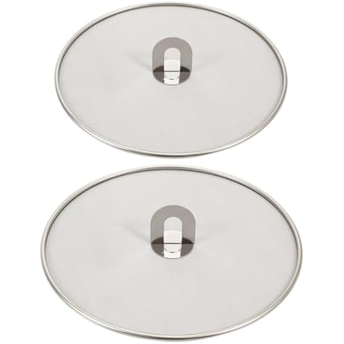 WUZIA 2Pcs Stainless Steel Splatter Screens Kitchen Oil Proof Lid Frying Pan Covers Strainers - Image 2