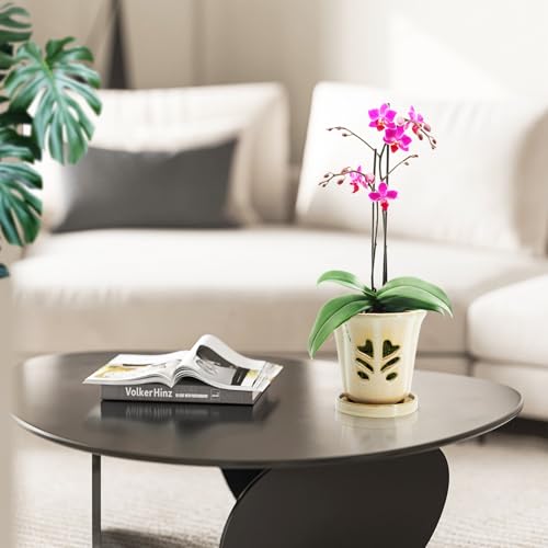 pavtner Ceramic Orchid Pot 4 Inch, Orchid Pots with Holes, Orchid Pot for Repotting, Beatiful Ice Cracked Glaze Ceramic Plant Pot, Perfect Home for Your Orchids.(Retro Pink) - Image 4