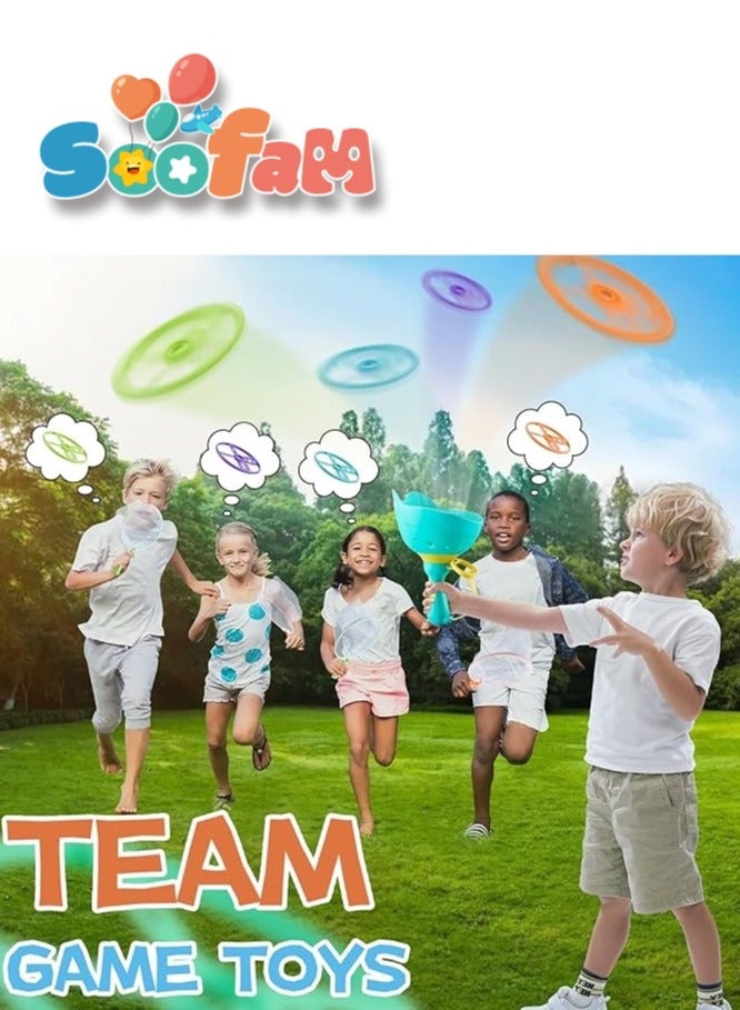 Soofam 24 Piece Frog Flying Disc Launcher Toy Sport Gifts for Children Boys and Girls, Children's Indoor And Outdoor Toys Bamboo Dragonfly Foot Parent-Child Interactive Toys ,Flying Saucer Toy Best Outdoor Kids Toys for Backyard(Green) - Image 2