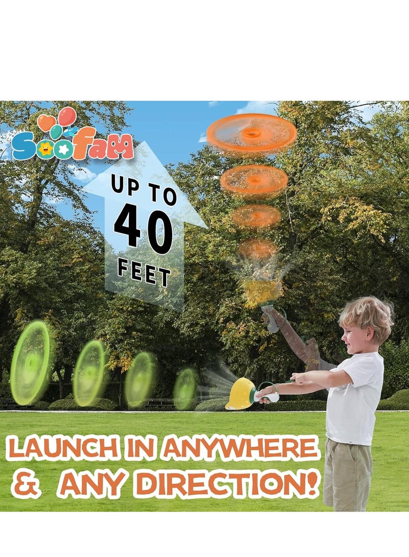 Soofam 24 Piece Frog Flying Disc Launcher Toy Sport Gifts for Children Boys and Girls, Children's Indoor And Outdoor Toys Bamboo Dragonfly Foot Parent-Child Interactive Toys ,Flying Saucer Toy Best Outdoor Kids Toys for Backyard(Green) - Image 4