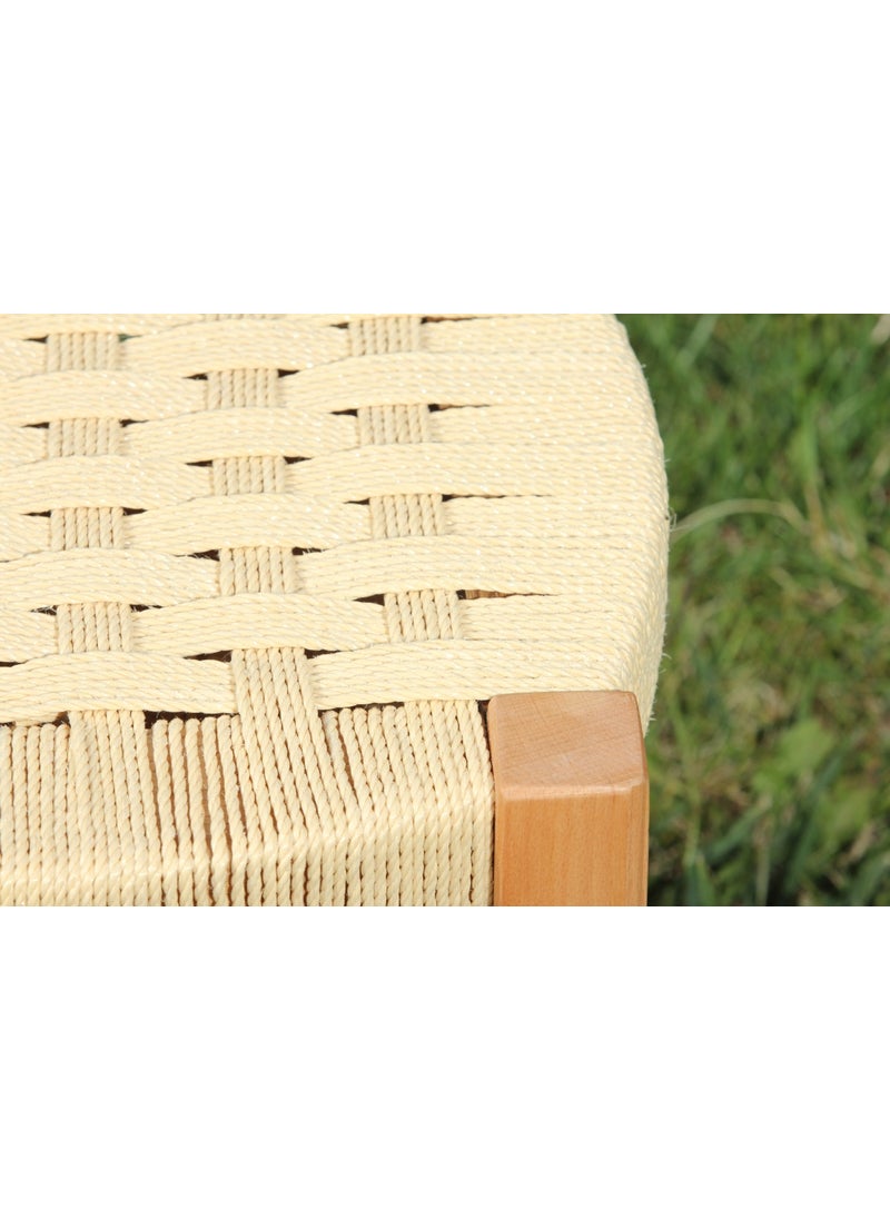 Bal-Kar Wooden Wicker Braided Large Size Stool Natural Color  - Image 2