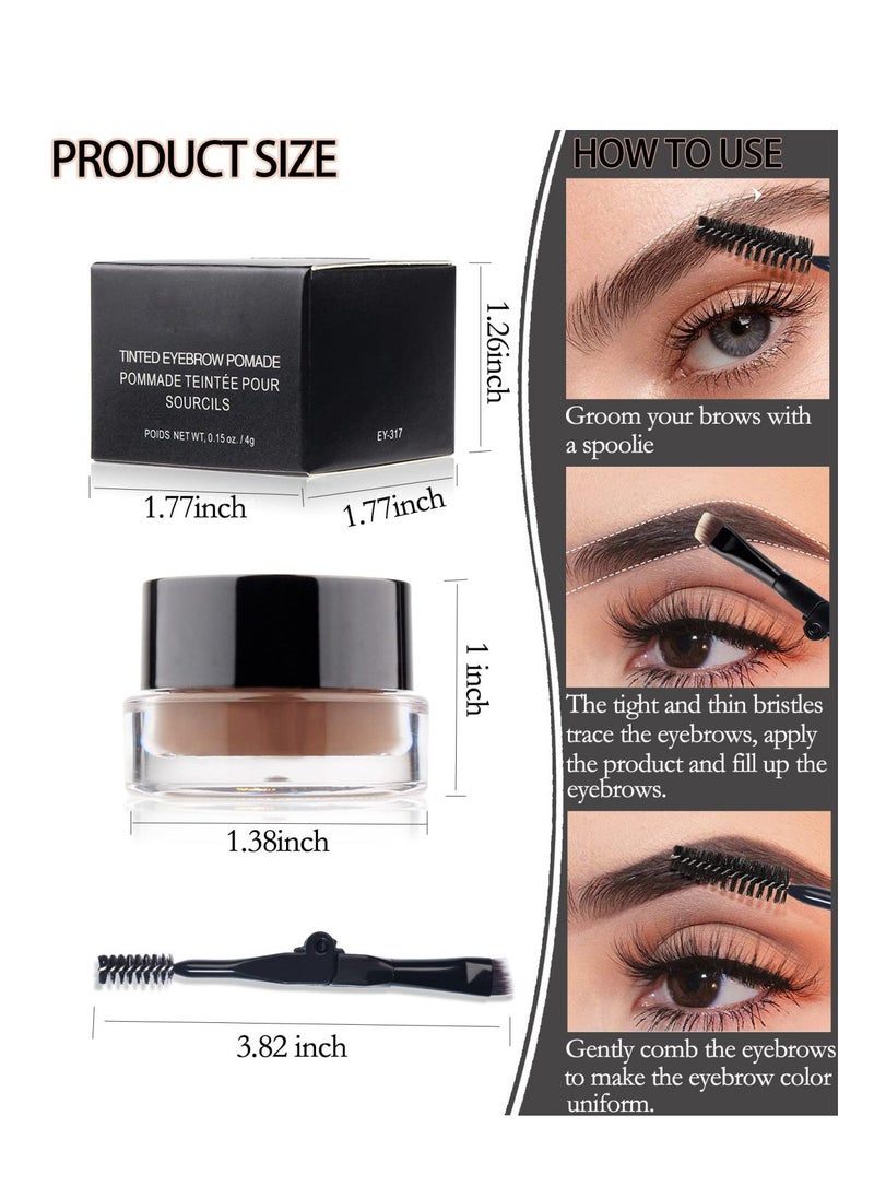 Eyebrows Gel Brow Pomade Set Waterproof, Tinted Brow Gel Cream with Brush, High-pigmented 24 Hour Long lasting, Smudge Proof &Sweat-proof, Eyebrow Pomade Filling & Shaping Brows for Women- Soft Auburn