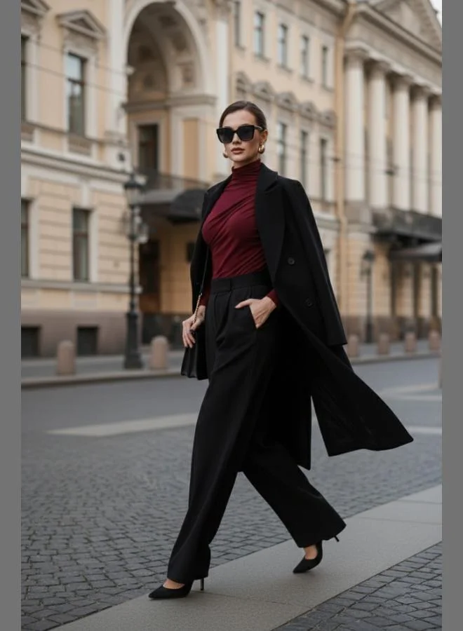 Lela Lela Stretch Gather Detail Slim Fit Stand Collar Blouse Women's BLOUSE 669925