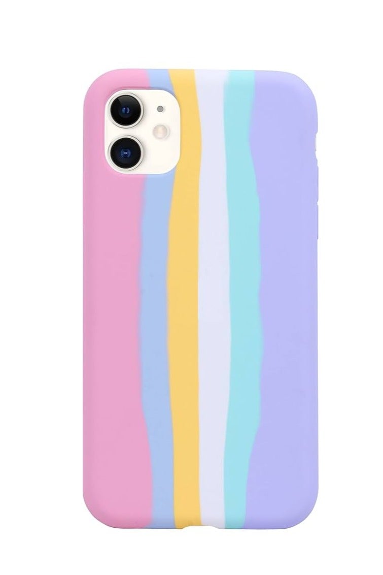 شوميرا Rainbow Color Liquid Case for iPhone 11 6.1 inch Case Cover Smooth Silicone Full Protection with Elegant Look - Image 1