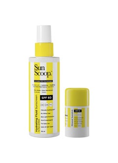 SunScoop Hydrating Fluid & Mineral Sunstick Sunscreen Combo Spf 60 Pa+++ & Spf 50 Pa+++ | For All Skin Types | No White Cast | Ultimate Sun Protection | 125Ml + 18 Gm  - Image 1