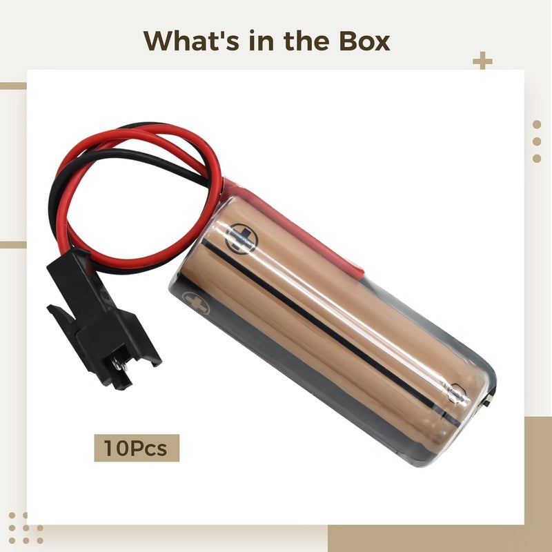 10 قطع بطاريات ليثيوم Cr8-Lhc 3 فولت مع موصل 2 دبوس مسبق التوصيل لأنظمة الطاقة الصناعية - Image 3