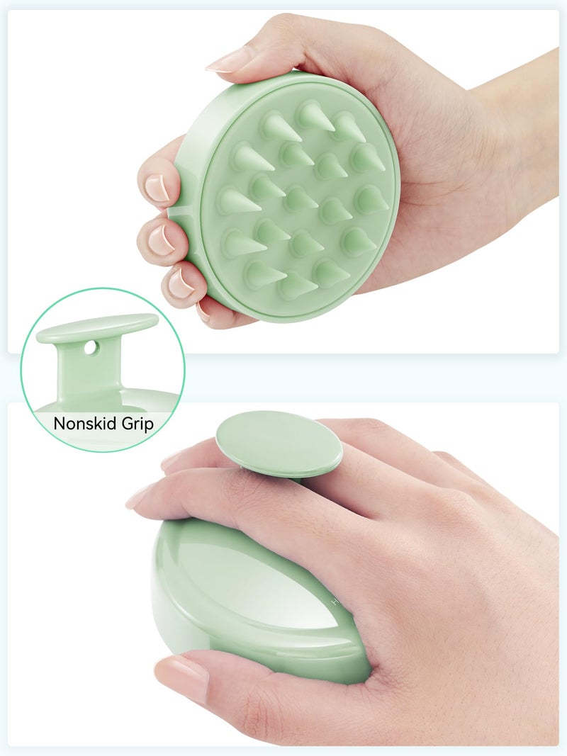 HEETA Scalp Massager Hair Growth, Soft Silicone Scalp Scrubber Shampoo Brush for Exfoliation, Dandruff Removal Head Massage Stress Relax, Wet & Dry Use for Thick Thin Curly Hair Care, Lime Green - Image 2