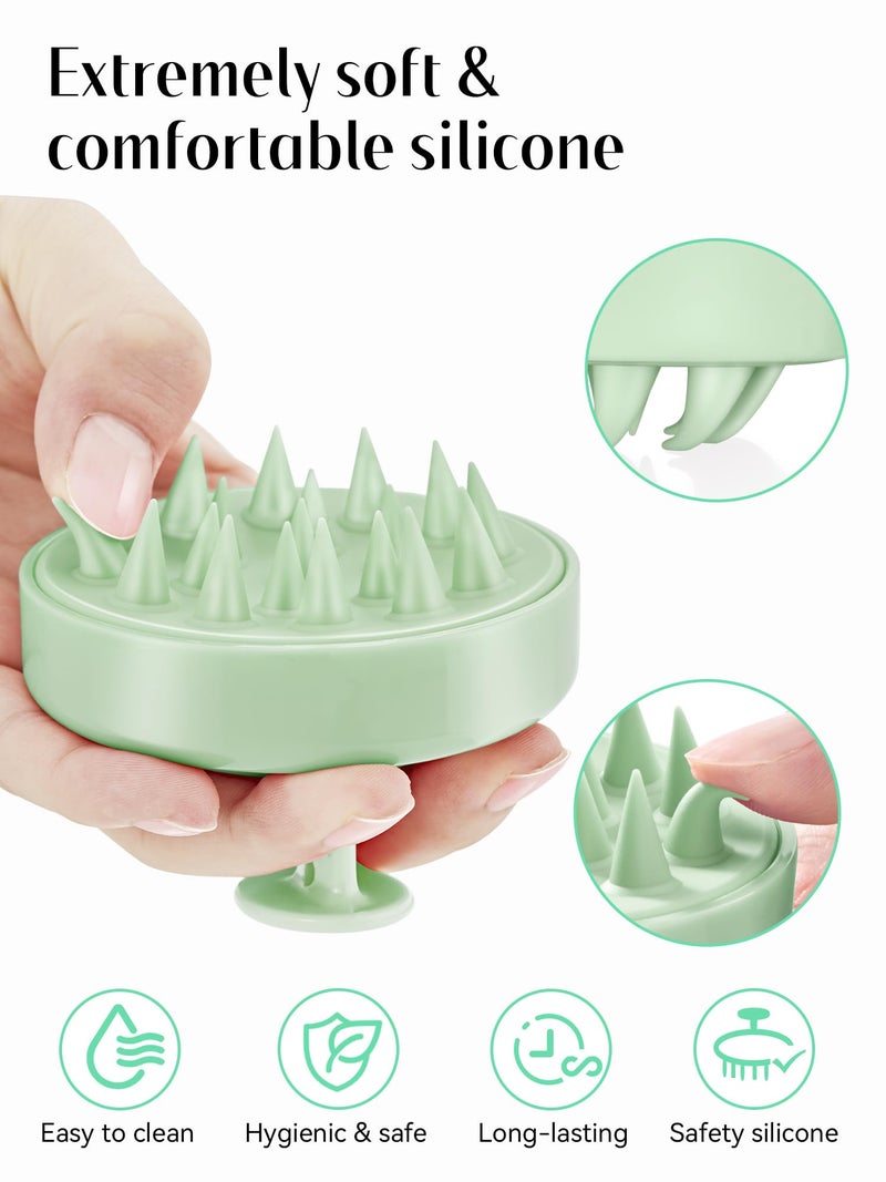 HEETA Scalp Massager Hair Growth, Soft Silicone Scalp Scrubber Shampoo Brush for Exfoliation, Dandruff Removal Head Massage Stress Relax, Wet & Dry Use for Thick Thin Curly Hair Care, Lime Green - Image 3
