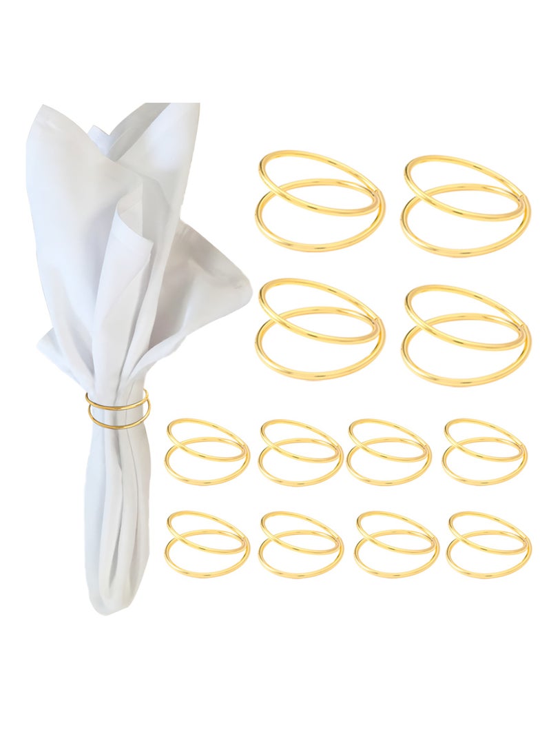 12PCS Napkin Ring Gold Simple Design Metal Napkin Buckle Holder for Wedding Party Family Gathering Dinner Table  - Image 1