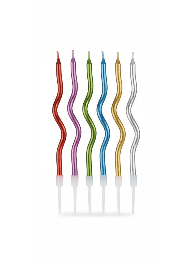 Toyland 6 قطع شموع عيد ميلاد معدنية ملتوية مزخرفة - ألوان متنوعة - Image 1