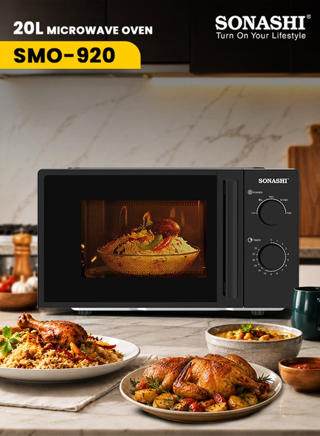 سوناشي فرن ميكروويف بوحدة تحكم يدوية 20 L 700 W SMO-920 أسود - Image 1