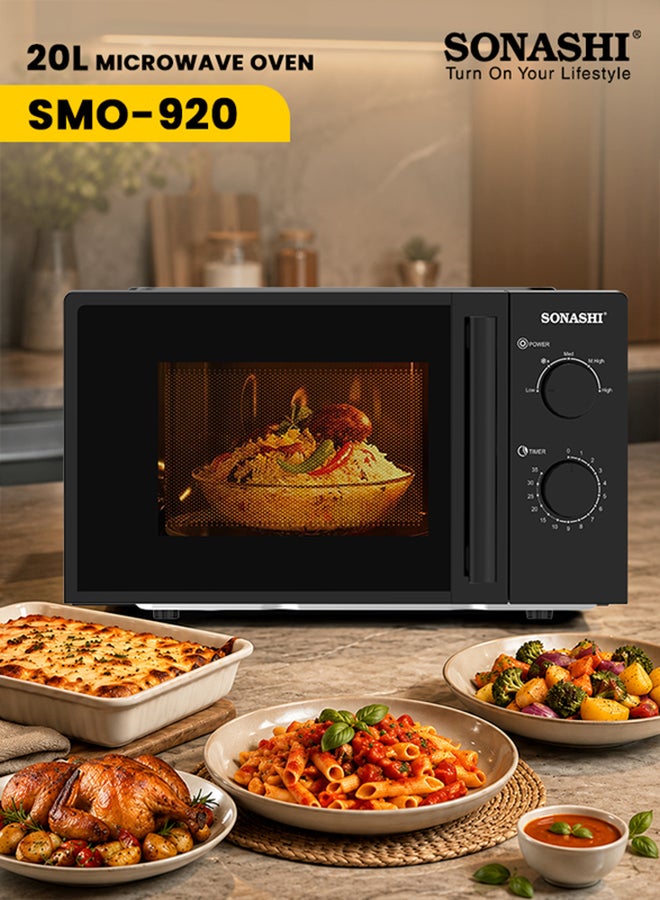 سوناشي فرن ميكروويف بوحدة تحكم يدوية 20 L 700 W SMO-920 أسود - Image 2