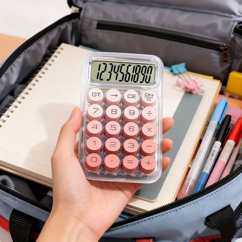 آلة حاسبة باللون الوردي تعمل بالدوبامين، شاشة كبيرة، 12 رقمًا، طاقة مزدوجة (بطارية شمسية وجهد كهربائي)، إدخال واضح، ضرورية للمنزل والمدرسة - Image 1