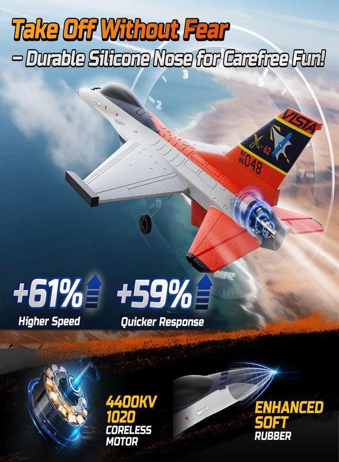 DEERC F-16 Style RC Airplane (X-62A Vista), 4-Channel Remote Control Jet with 6-axis Gyro Stabilizer EPP RTF Hobby Glider Aircraft Plane Easy to Fly for Adults Boys - Image 2