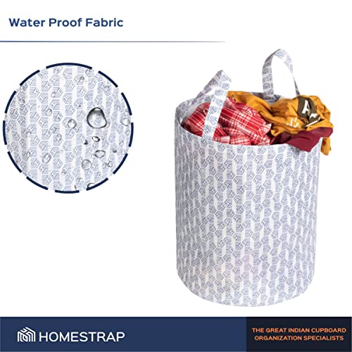 Homestrap Set of 2 Printed Round Foldable 43 Ltrs Laundry Bag with Handle (White)(Polypropylene) - Image 4