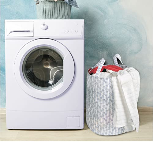 Homestrap Set of 2 Printed Round Foldable 43 Ltrs Laundry Bag with Handle (White)(Polypropylene) - Image 5