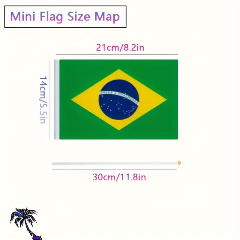 16pcs Brazilian Hand Held Flags Mini Colorful With Pole For Holiday Celebration Outdoor Decor - Image 2